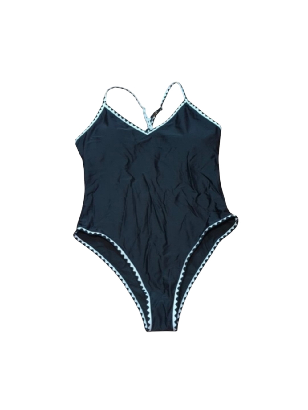 Zaful One Piece Black & White Criss Cross Strap Swimsuit Size XL